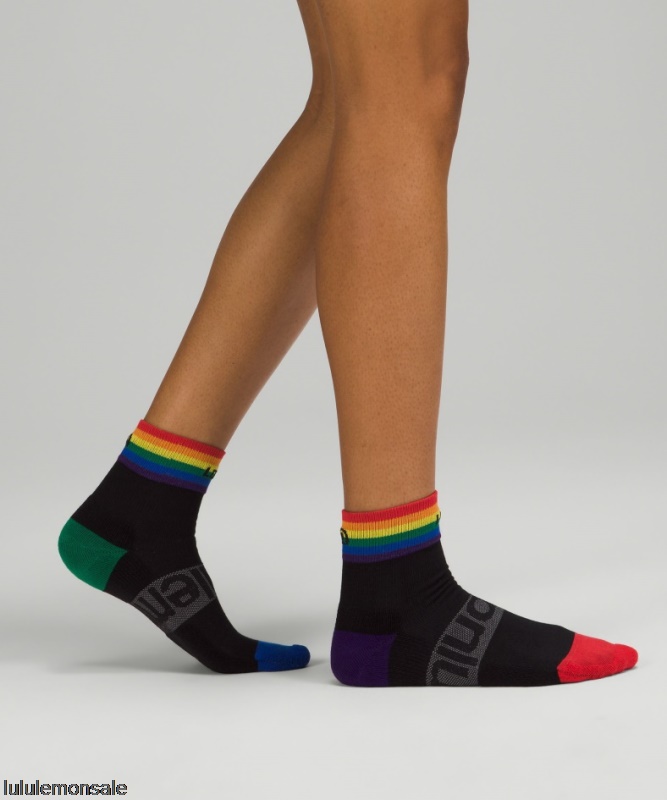 Lululemon Damen DELULU439 | Lululemon Deutschland Black Daily Stride Mid-crew Socke Rainbow